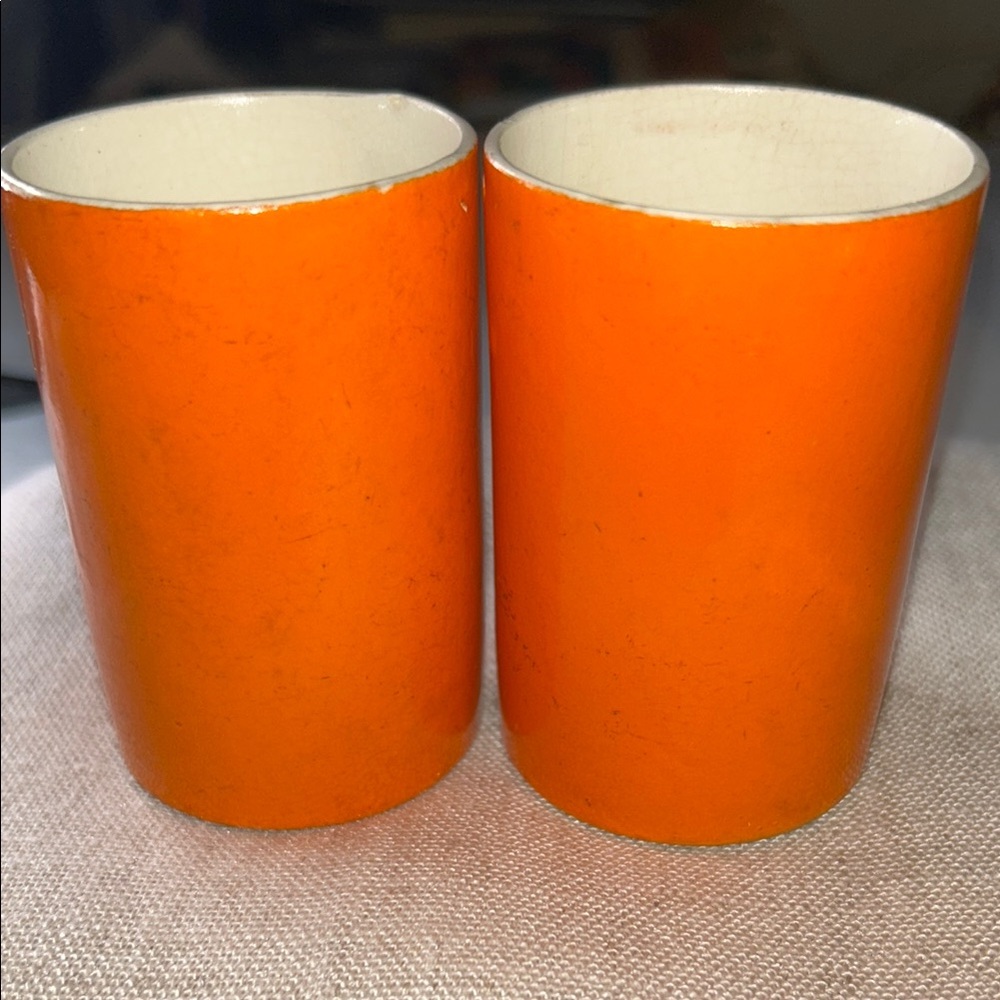 VINTAGE Holt Howard Orange Ceramic juice glasses. 1962.